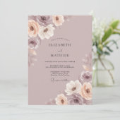 Mauve Zachte Botanische Bruiloft Kaart (Staand voorkant)