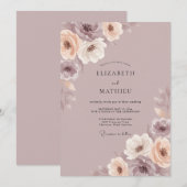 Mauve Zachte Botanische Bruiloft Kaart (Voorkant / Achterkant)