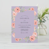 Mauve Zalm Ranunculus Eucalyptus Bruiloft Kaart (Staand voorkant)