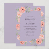 Mauve Zalm Ranunculus Eucalyptus Bruiloft Kaart (Voorkant / Achterkant)