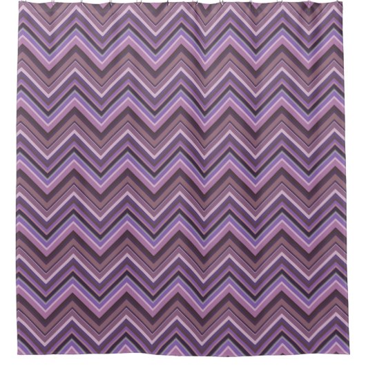 Mauve zigzag strepen douchegordijn (Voorkant)
