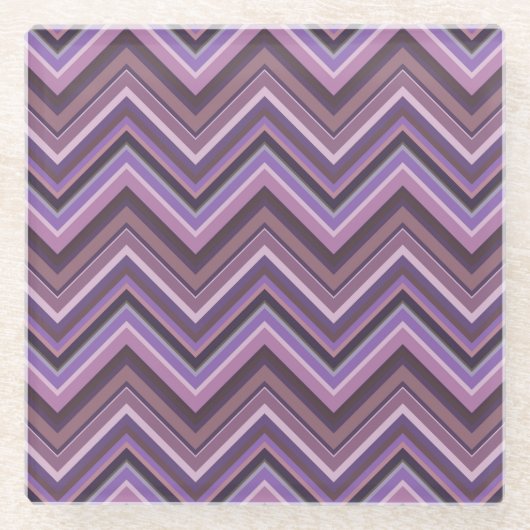 Mauve zigzag strepen glazen onderzetter (Voorkant)