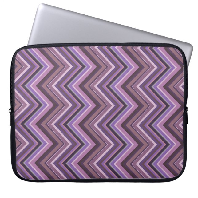 Mauve zigzag strepen laptop sleeve (Voorkant)