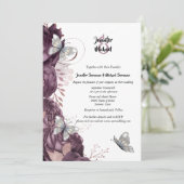 Mauve zilver roos vlinder chique elegante bruiloft kaart (Staand voorkant)
