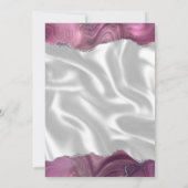 Mauve zilveren agaat witte zijde bruiloft kaart (Achterkant)