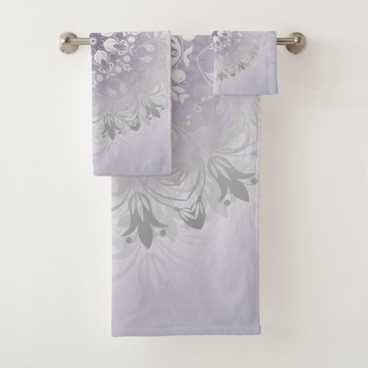 Mauve Zilveren Bloemrijke Mandala Bad Handdoek (Insitu)