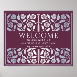Mauve Zilveren Zwaard Koninklijk Huwelijk Welkomst Poster