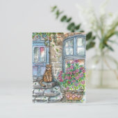 Mauw aan de deur briefkaart (Staand voorkant)