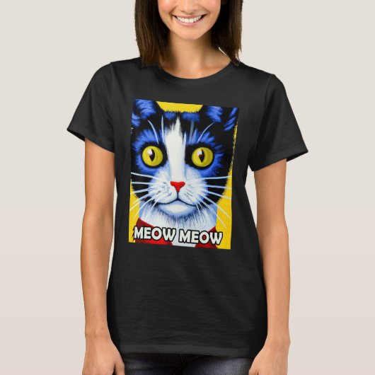 Mauw Meow Cute Cat Kat Kitten in kattenstijl T-shirt (Voorkant)