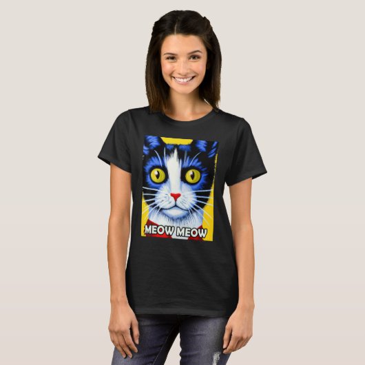 Mauw Meow Cute Cat Kat Kitten in kattenstijl T-shirt (Voorkant volledig)