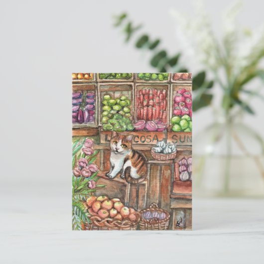 Mauw op de markt briefkaart (Staand voorkant)