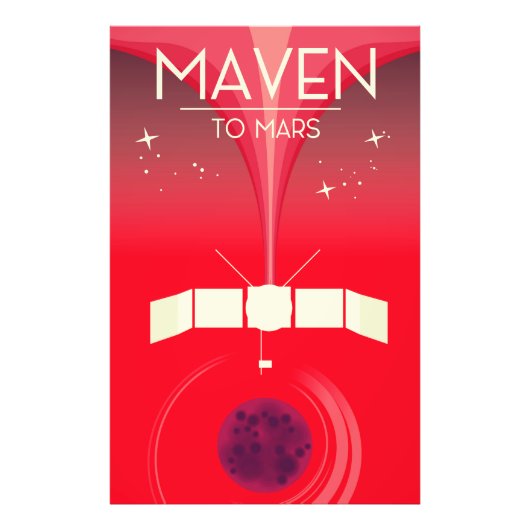 MAVEN - naar Mars ruimte kunst. Foto Afdruk (Voorkant)