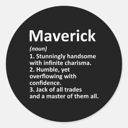 Maverick Definitie Gepersonaliseerde Naam Grappige Ronde Sticker (Voorkant)