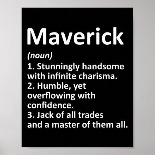 Maverick Definition Personalized Name Funny Birthd Poster (Voorkant)