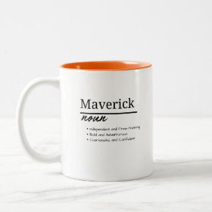 Maverick, Jongen Gepersonaliseerde Naamdefinitie Tweekleurige Koffiemok