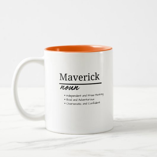 Maverick, Jongen Gepersonaliseerde Naamdefinitie Tweekleurige Koffiemok (Links)
