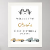 MAVERICK Retro Pastel Race Car First Birthday Poster (Voorkant)