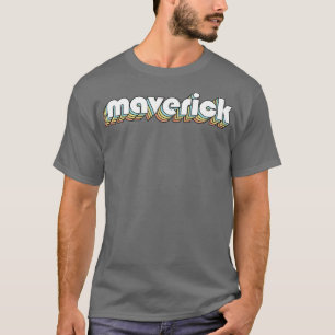 Maverick Retro Regenboog Typografie Vervaagd Stijl T-shirt