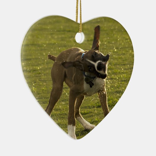 Maverick the Boxer Kerstversier Keramisch Ornament (Rechts)
