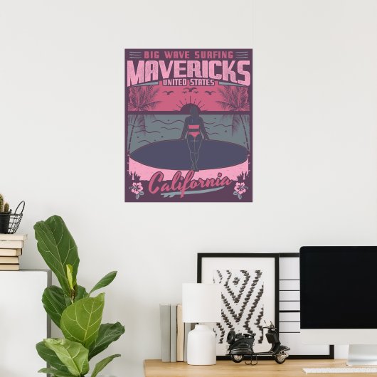 MAVERICKS CALIFORNIA - GROTE WAVE SURFING POSTER (Thuiskantoor)