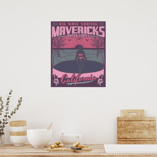 MAVERICKS CALIFORNIA - GROTE WAVE SURFING POSTER (Keuken)
