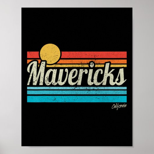 Mavericks California Retro Sunset Surf Trip I Love Poster (Voorkant)