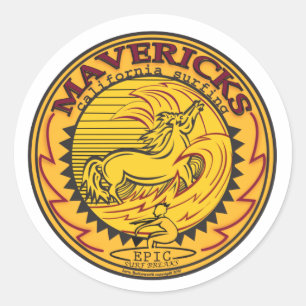MAVERICKS CALIFORNIA SURFING RONDE STICKER