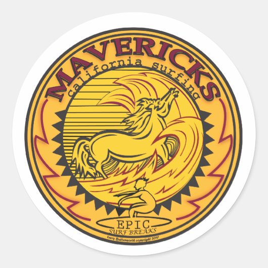 MAVERICKS CALIFORNIË SURFEN RONDE STICKER (Voorkant)