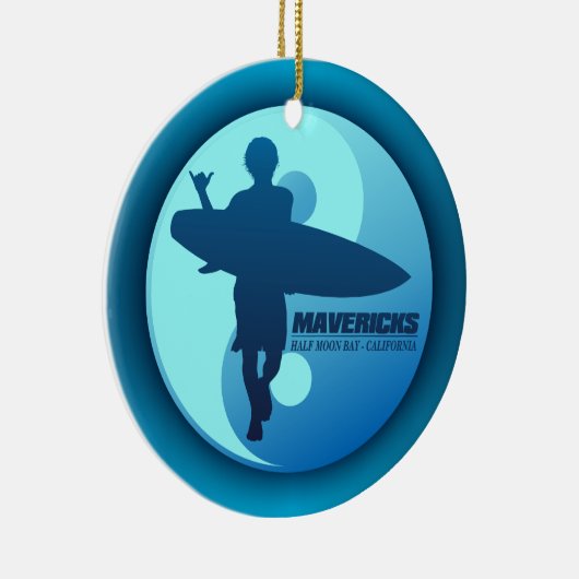 Mavericks - Half maan Bay (blauw) Keramisch Ornament (Rechts)