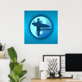 Mavericks - Half maan Bay (blauw) Poster (Thuiskantoor)