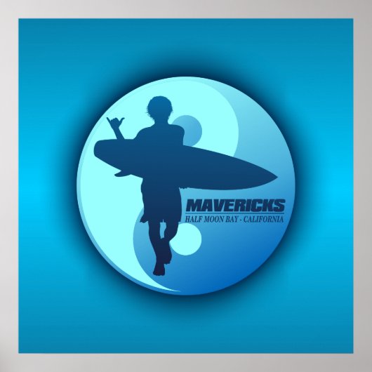 Mavericks - Half maan Bay (blauw) Poster (Voorkant)