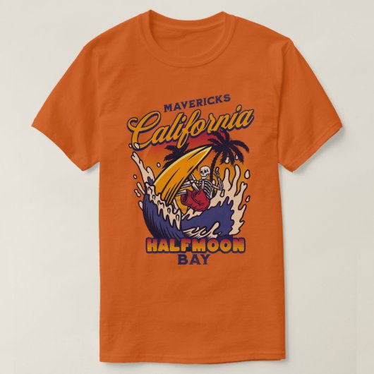 Mavericks Half Moon Bay Californië Big Wave Surfin T-shirt (Design voorkant)