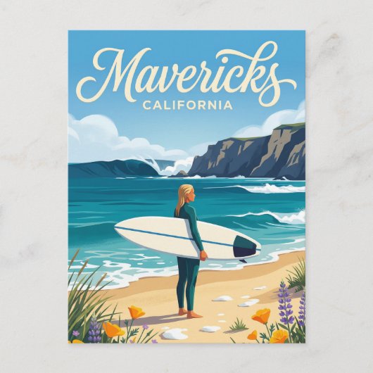 Mavericks, Half Moon Bay Californië Briefkaart (Voorkant)