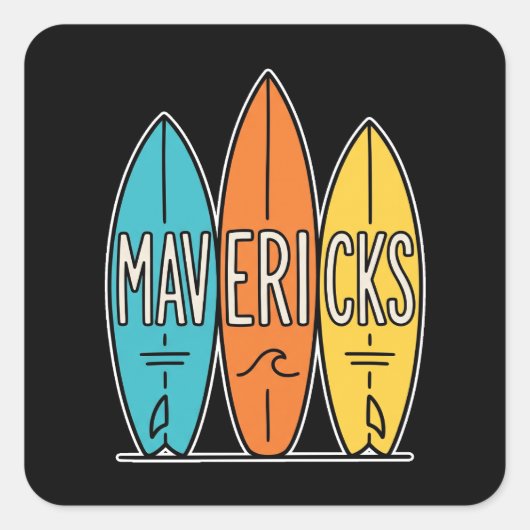 Mavericks Surfboards Trio Vierkante Sticker (Voorkant)