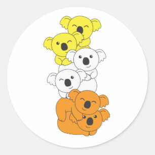 Maverique Flag Pride Lgbtq Cute Koala Pile Classic Ronde Sticker