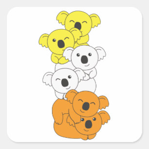 Maverique Flag Pride Lgbtq Cute Koala Pile Square Vierkante Sticker