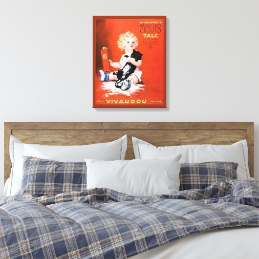 Mavis Talcum Powder Advertisement Canvas Afdruk (Insitu (Slaapkamer))
