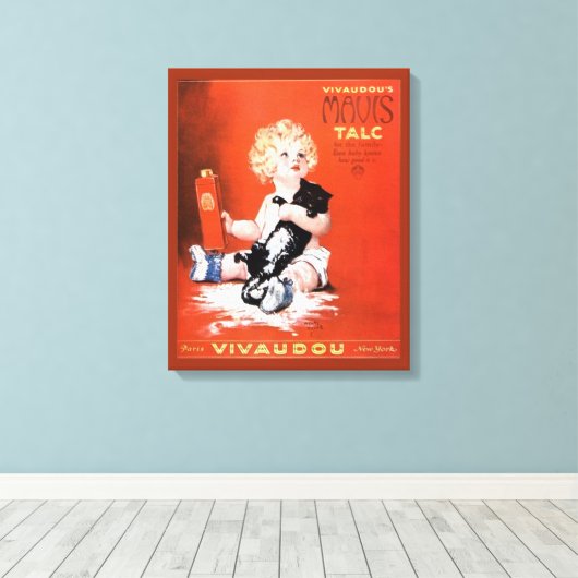 Mavis Talcum Powder Advertisement Canvas Afdruk (Insitu (Houten vloer))