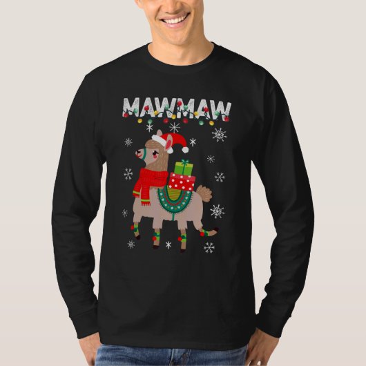 Mawmaw  Christmas Llama Lights Matching Family T-shirt (Voorkant)