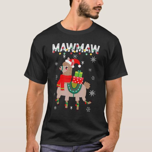 Mawmaw Christmas Llama Lights Matching Family T-shirt (Voorkant)