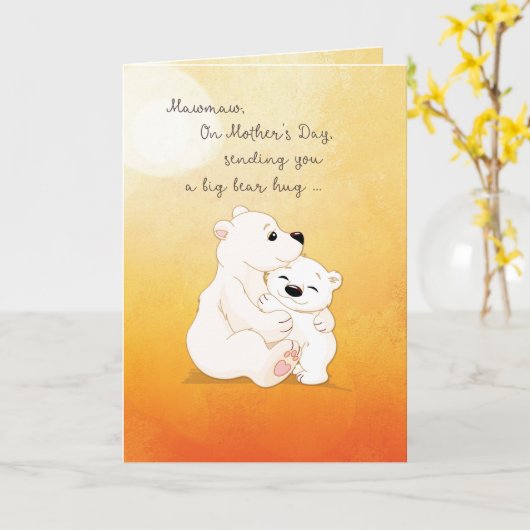 Mawmaw Moederdag Beer knuffels voor u Kaart (Gele Bloem)