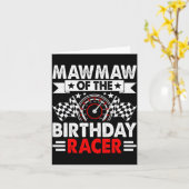 Mawmaw Of The Birthday Racer Race Car Party Family Kaart (Gele Bloem)