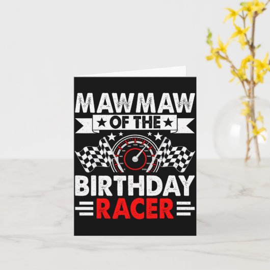 Mawmaw Of The Birthday Racer Race Car Party Family Kaart (Gele Bloem)
