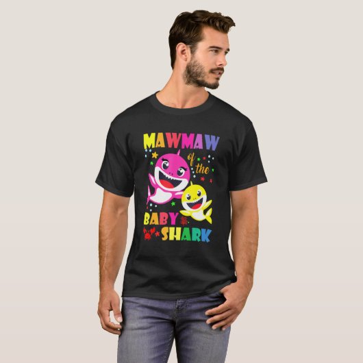 Mawmaw of the Birthday Shark Dad Ma Matching Fami T-shirt (Voorkant volledig)