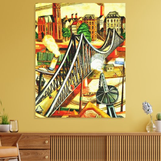 Max Beckmann - De Iron Bridge, mooi kunstschilderi Canvas Afdruk (Insitu (Woonkamer))