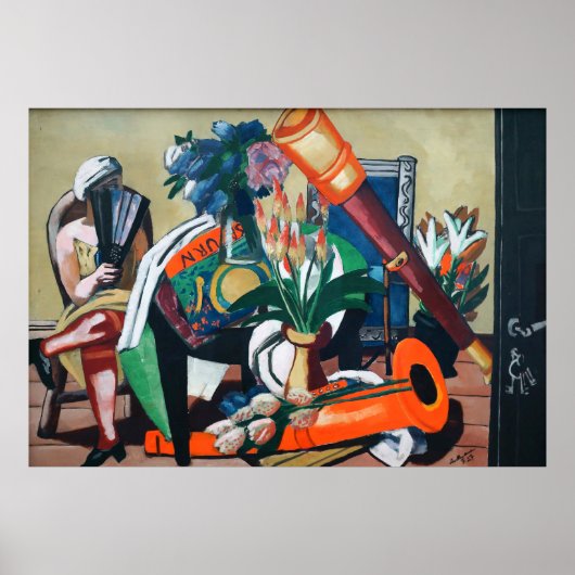 Max Beckmann - Großes Stillleben mit Fernrohr Poster (Voorkant)
