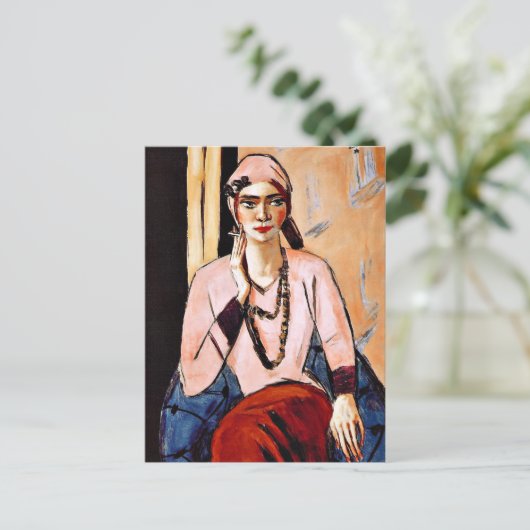 Max Beckmann schilderij, Quappi in Roze Briefkaart (Staand voorkant)