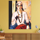 Max Beckmann schilderij, Quappi in Roze Canvas Afdruk (Insitu (Woonkamer))