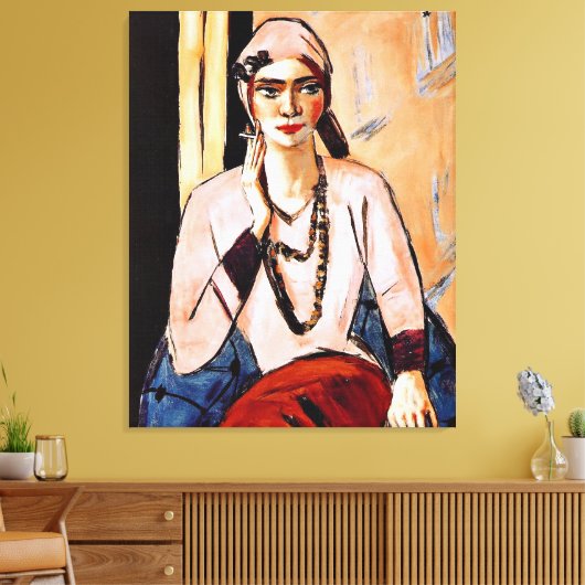 Max Beckmann schilderij, Quappi in Roze Canvas Afdruk (Insitu (Woonkamer))
