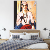 Max Beckmann schilderij, Quappi in Roze Canvas Afdruk (Insitu (Slaapkamer))